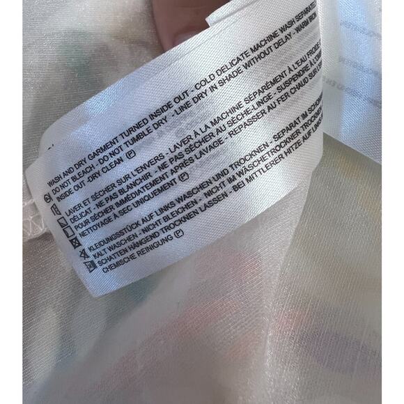 C/MEO Collective Maxi Dress Spaghetti Strap Size MED/6 White With Colorful Print - Picture 3 of 6